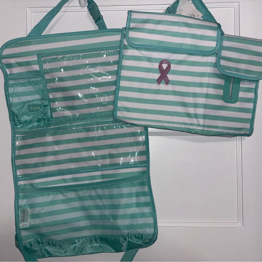 Thirty-One Teal and White Pack n’ Pull Caddy and Seat Organzer